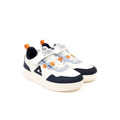 BASKET PEAK GARÇON CUIR BLANC BLEU